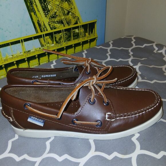 Sebago Brown DOCKSIDES Leather Boat Shoes Classic Moccasin Style Sz.7.5/38 EUR - Picture 1 of 7